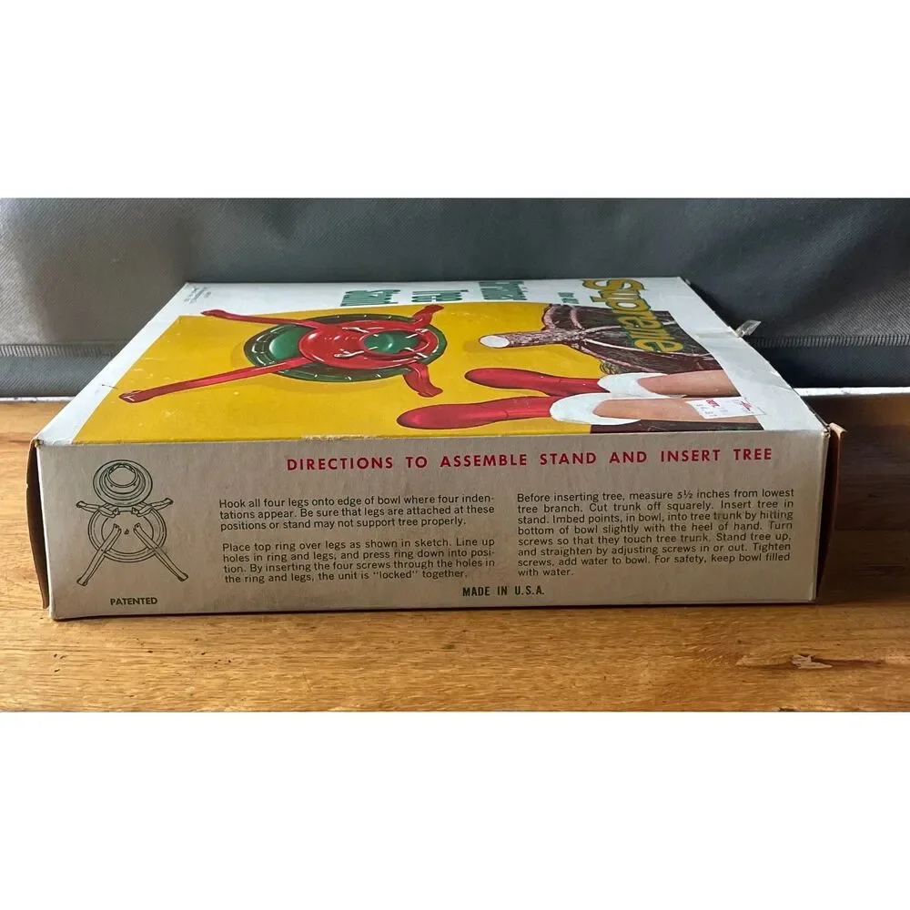 Vintage Supreme One 402 Christmas Tree Stand Complete w/ Box Red Green Steel USA